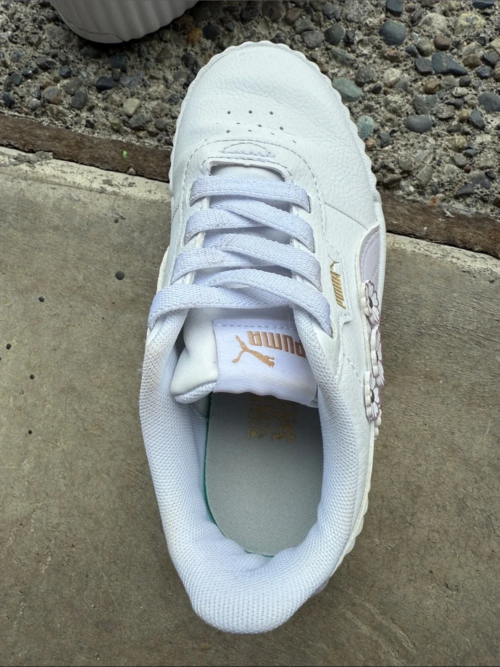 Puma Carina Floral Platform Sneakers Girls White/Pink Size 12 kids/girls